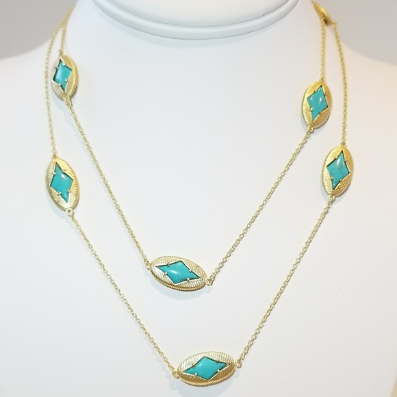 Jewelry - Diamond Shape Stationed Long Necklace.